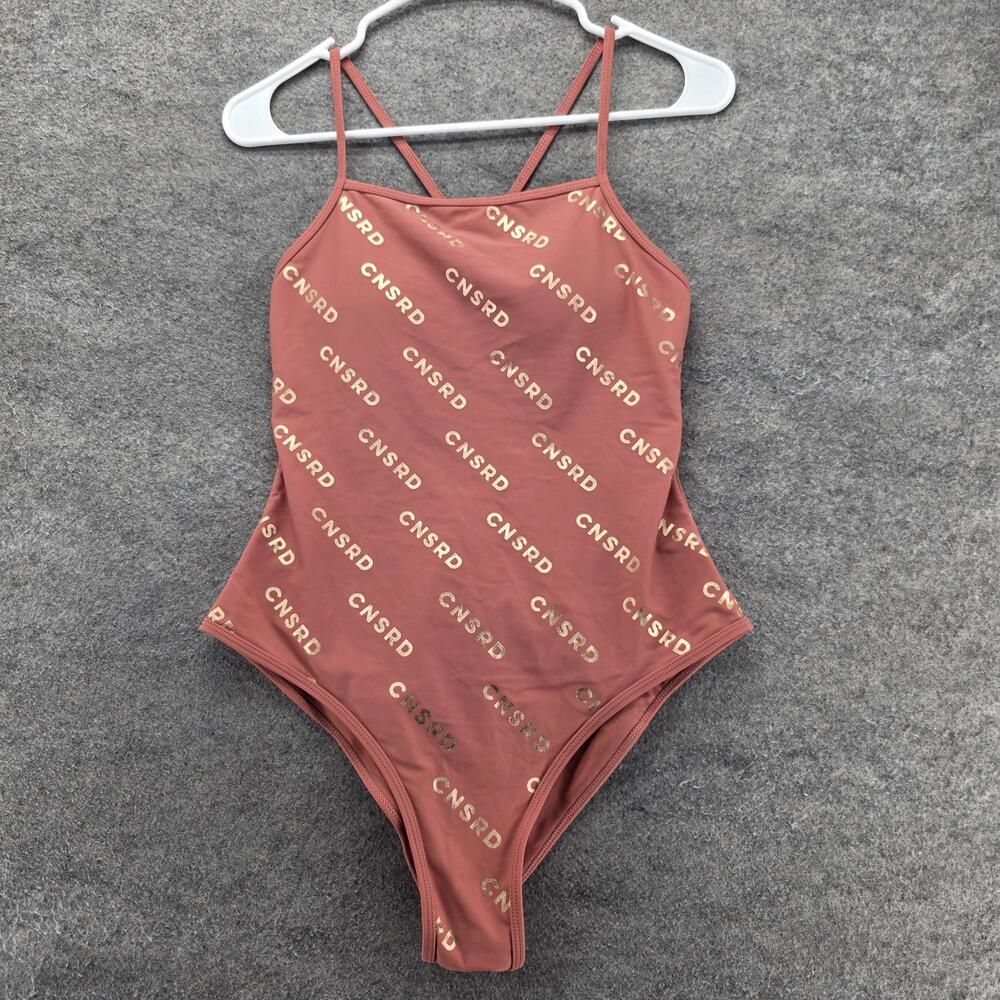 CENSORED One Piece Womens 10 Pink Lined Padded Spaghetti Strap Cheeky Stretch